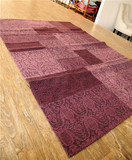 印度风情紫粉色格/灰白格子羊毛地毯 门前垫 卧室地毯 高档家纺
