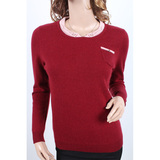 2015年冬季短款圆领套头时尚单件修身针织羊绒衫女鄂尔多斯市产