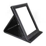 黑色鳄鱼纹小化妆镜 PU皮革美容镜 高清单面台式镜可加logo定制