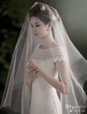 vera wang王薇薇同款 梦幻唯美复古单层软网新娘公主婚纱礼服头纱