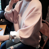 2016秋冬新款韩国女装长袖圆领套头纯色休闲宽松学生bf卫衣外套潮