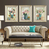 美式田园客厅装饰画现代沙发背景墙画有框画三联挂画欧式餐厅壁画