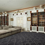 美式深灰色条纹格子现代简约地毯客厅沙发茶几卧室床边进门垫定制