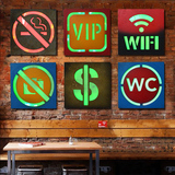 美式复古店铺奶茶店免费wifi方向指示标创意墙饰酒吧装饰壁饰壁挂