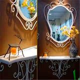 欧式田园铁艺浴室壁挂镜子 卫生间装饰全身镜 美容院化妆镜梳妆台