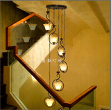 客厅吊灯欧式铁艺复古楼梯灯长吊灯复式楼螺旋简约美式别墅吸顶灯