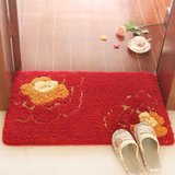 高档欧式地垫地毯浴室厨房卫生间吸水防滑脚垫门垫婚房红色毛绒垫