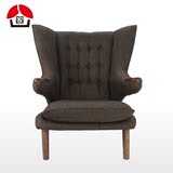 熊椅 布艺实木单人沙发 大气休闲躺椅 汉斯设计师舒适会所椅