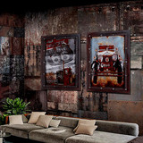 复古装饰画美式做旧挂饰壁挂咖啡厅酒吧墙面墙上创意装饰品木板画