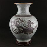 官窑开片雕刻上下五千年图灯笼瓶 景德镇九十年代厂货古瓷器收藏.