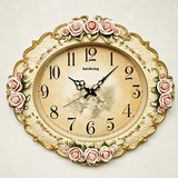 豪华时钟欧式挂钟客厅创意挂表静音钟表豪华墙壁钟卧室玫瑰钟钟表