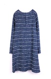 2016年年春香港设计师品牌1822高端正品女装蓝色横纹设计款连衣裙