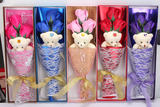 三朵玫瑰加小熊香皂花束肥皂礼盒送女友闺蜜生日礼物母亲节礼品
