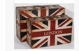 仿古英国米字国旗图案皮箱 摄影道具 复古拍照装饰木质手提箱