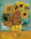 diy手绘数字油画客厅欧式大幅花卉手工数码装饰画向日葵-梵高名画