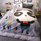 全棉可爱熊猫四件套春夏纯棉大版4件套1.8m1.5米床单被套床上用品