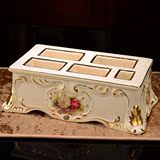 欧式陶瓷桌面收纳盒创意时尚客厅茶几摆件遥控器家用收纳架储物盒