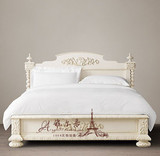 欧式实木床 美式乡村床豪华别墅橡木手工雕刻双人床1.8米雕花婚床