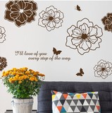 可移除墙贴纸玻璃贴画卧室床头艺术创意墙壁装饰浪漫贴花爱的花朵