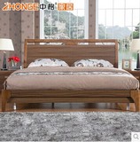 特价 实木床中式现代简约双人床橡木床1.8米1.5米成人婚床高箱床