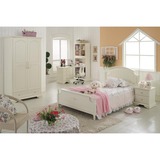 田园儿童套房家具韩式卧室组合套装象牙白双人床公主床1.2米婚床