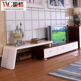 VVG现代简约可伸缩电视柜新款象牙白烤漆地柜时尚木纹电视机柜子
