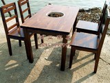 实木火锅店餐桌椅组合饭店餐桌椅组合复古做旧长桌长凳烧烤干锅桌