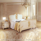 欧式 双人床 白色烤漆 布艺床 金箔雕花 法式 主卧床 大床