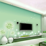 蒲公英壁纸电视背景墙壁纸绿色养眼墙纸环保清新淡雅卧室壁画