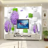 时尚3D紫色花球蒲公英电视背景墙纸壁纸客厅卧室无缝自粘墙纸壁画