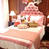 儿童床粉色公主床布艺软包单人双人实木床