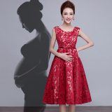孕妇敬酒服2016新款短款高腰大码显瘦新娘结婚红色礼服韩式夏季女