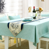 艾米屋餐桌布艺 棉麻纯色欧式茶几桌布长方形圆形台布可定做