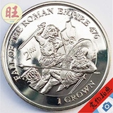 马恩岛1997年1克朗大型加厚纪念币-罗马帝国的衰落.38.6mm厚3.0mm