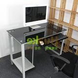 1米电脑桌办公桌 钢化玻璃电脑桌培训桌 网吧桌简易桌一体机
