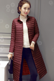 2015冬装新款正品修身轻薄款简约过膝长款娃娃领单排扣羽绒服女士