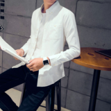 2016春装修身长袖衬衫男韩版牛津纺男装纯色保暖白衬衣潮衬衫青年