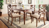 美式复古做旧实木餐桌长方形咖啡厅椅子桌子整装6人上海家具热卖