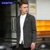 玖岛秋季新款男士西装韩版青年时尚中长款西服男修身上衣外套潮