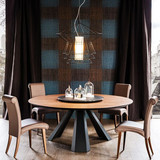 美式简约实木圆形餐桌椅组合家用北欧西餐厅咖啡厅奶茶店桌洽谈桌