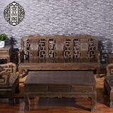 非洲鸡翅木沙发组合 红木家具实木客厅转角沙发 仿古中式沙发组合