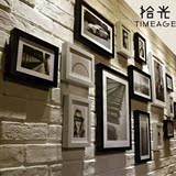 黑白照片墙简约现代客厅餐厅相框墙复古大尺寸相片墙组合相框挂墙