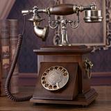 特价老式实木旋转盘电话机仿古复古拨号电话中式古董家用座机包邮