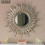 欧式镜复古太阳神镜子壁炉装饰镜艺术玻璃餐厅镜玄关镜金银色挂镜