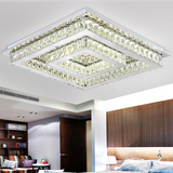 现代简约LED吸顶灯客厅灯水晶灯正方形大气卧室灯不锈钢欧式灯具