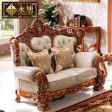 永旭家具 欧式真皮沙发组合套装大户型客厅皮艺双面雕刻沙发1658
