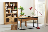 美式loft复古实木书桌铁艺电脑桌带抽屉书桌简约办公写字台咖啡桌