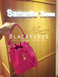 日本代购 Samantha Thavasa 牛皮锁头弗洛里抽带水桶包单肩手提包
