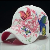蝴蝶刺绣帽子夏季女士棒球帽韩版潮户外嘻哈太阳帽鸭舌运动遮阳帽