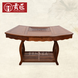 红木家具鸡翅木扇形功夫茶桌中式特价实木泡茶桌仿古茶台将军台